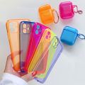 Matching Phone Case And Airpods 2 Set For iPhone 11 Pro Max XS 12 SE 2020 X XR 7 8 Plus Fluorescent Clear Transparent Soft Cover. 
