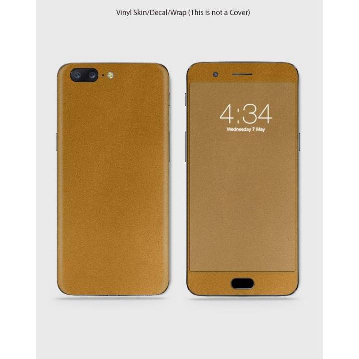 One Plus 5 Phone Skin Front Back And Sides  Matte Dark Golden Skin