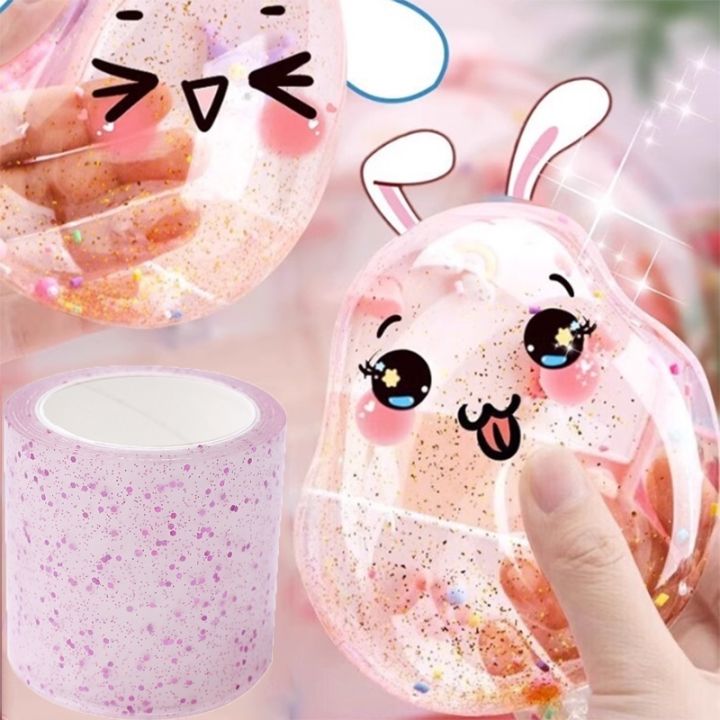 Creative%20Children'S%20Handmade%20Water%20Ball%20Adhesive%20Tape%20Toys%20%20Transparent%20Built-In%20Sequin%20Nano%20Double-Sided%20Tape%20%20DIY%20Bubble%20Blowing%20Nano%20Adhesive%20Kneading%20Music%20-%20Image%202