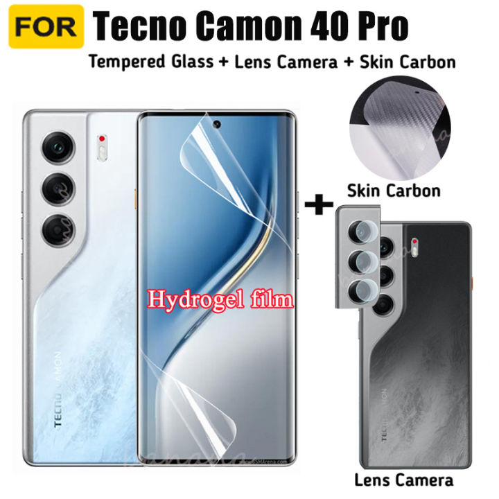 3 IN 1 Tecno Camon 40 Pro Hydrogel Soft Film for Tecno Camon 40Pro 5G Camon 40 Screen Protector Camera Lens Glass and Back Film