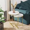 Skyrise- 2 Pieces side table Nesting Table coffee table/center table With iron Base and Wooden Top. 