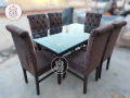 Dining Tables 6 chairs Shesham Wood Malahi Velvet Fabric / Chairs / Dining Tables / Chairs Set. 