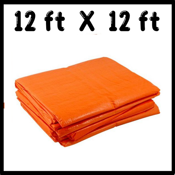 Waterproof Plastic Tharpal in Orange Colour | Size 12 ft x 12 ft