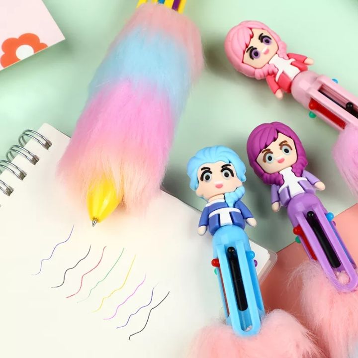 01%20Pc%20Rainbow%20Fluffy%206%20Colors%20Ballpoint%20Gel%20Pen%20-%20Plush%206%20in%201%200.7mm%20Multicolor%20Retractable%20Pens%20Press%20Pen%20Office%20Stationery%20for%20Students%20Girls%20-%20Image%204