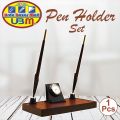 Senator Wooden Pen Holder/Pen Holder/Stand Set Office School Desk Pen Pencil Holder/Stand with Clock Pen Holder Set / Pen Organizer With 2 Long Dux Pen- Dark Brown / Office Accessories/ Office Accessories Set / Wooden Office Accessories Set  ( 1 Pcs Set ). 