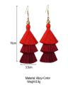 Red - High Quality Multi Layer Tassel Earrings For Women - CIE22. 