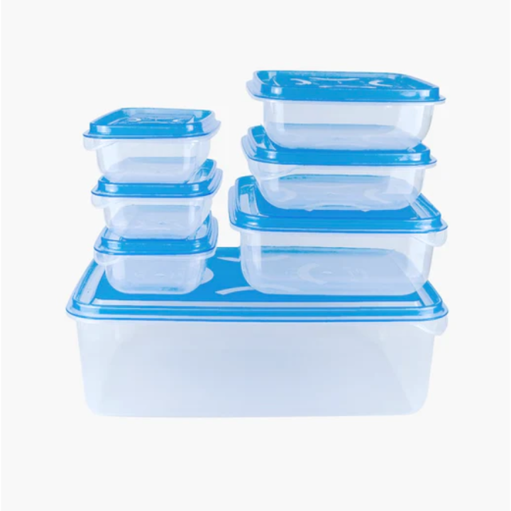 IKEA Style Food Containers - Thumb Lock Food Container, Stackable Plastic Storage Boxes (7PC Set, 4000ml), Durable Kitchen Storage Solution, Airtight and Leakproof, BPA-Free, Freezer and Microwave Safe, Space-Saving Design for On-the-Go Storage