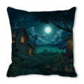 Happy Halloween Watercolor Castle Devil Crypto Peach Skin Home Decor Sofa Cushion Cover Throw Pillow ZT374. 