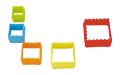 Square Cookie and Biscuit Cutters, Assorted Sizes, Bright Colors, 5-Piece Set. 