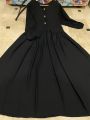 Marble Button Georgette Abaya for Women - Stylish Design with Flared Fit. 