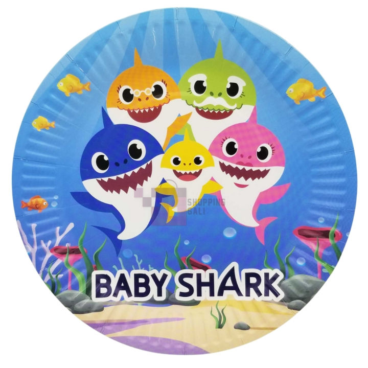 Baby Shark Paper Plates - 7 inch - Baby Shark Themed Party - Blue - Unisex - Pack Of 10 Plates