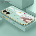 Hontinga for Vivo Y16 Back Cover（Free Lanyard）Luxury 6D Plating Sunshine Girl Side Pattern Case Soft Silicone Square Phone Cases. 