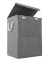 Fabric Laundry Basket Hamper Lid & Handle Ideal for Clothes Storage Fabric Storage Box & Square Baskit Bins Cloth Organizer Cubes Organizer with Handles Jewelry And Makeup Storage Box with Dual Handles. 