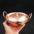 Copper Karahi for Serving | Copper outside Steel Inside | 500g capacity | 6 Inch | Hammered Design. 