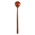 10 Pieces Korean Style 10.9 inches 100% Natural Wood Long Handle Round Spoons (Korean Style Soup Spoon). 