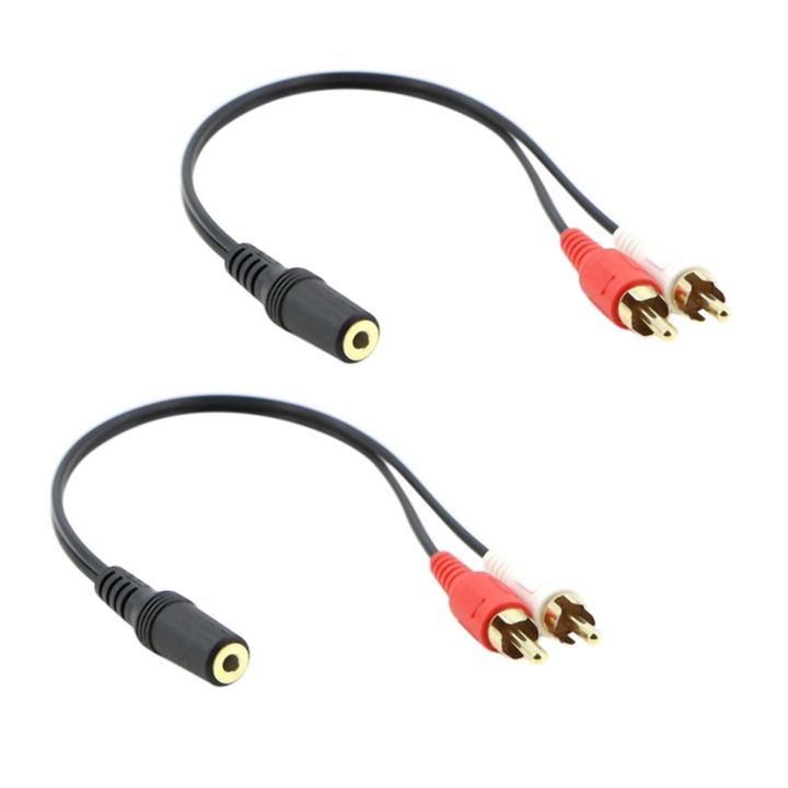 2X 2-RCA Male to Female 3.5mm Jack Aux Stereo Audio Cable