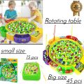 Fishing Game Toy Set with Rotating Board with Music On/Off Switch for Quiet Play, Includes Fishes and Fishing Poles, Safe and Durable Toy for Toddlers and Kids - 15 Pcs , 45 pcs Fishes ,Learning and Educational Fishing Game Toy With Light  + Free Cod. 