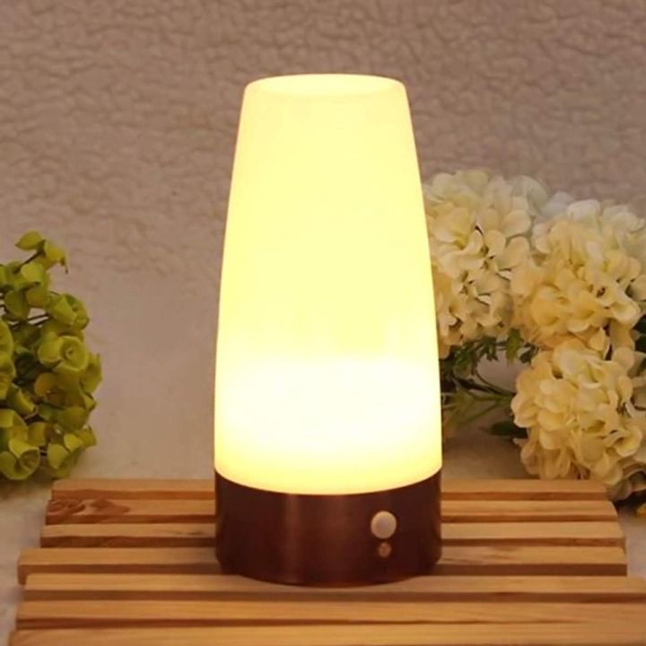 Motion Sensor LED Night Light Wireless PIR Table Lamp ON/Off/AUTO ...