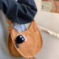 Korean Corduroy Shoulder Bag Women Sling Bag Crossbody Bag Mutil Pocket College Student Messenger Bag Casual Bag.