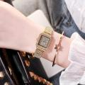 Hot Diamond Watch for Women Luxury Brand Ladies Gold Square Watch Minimalist Analog Quartz Movt Unique Female Women's Wristwatch. 
