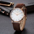 CHRONOS Men's Fashion Watch Ultra-thin Style Frosted Leather Strap Simple Fashion Wrist Watch Popular Style Quartz Watch. 