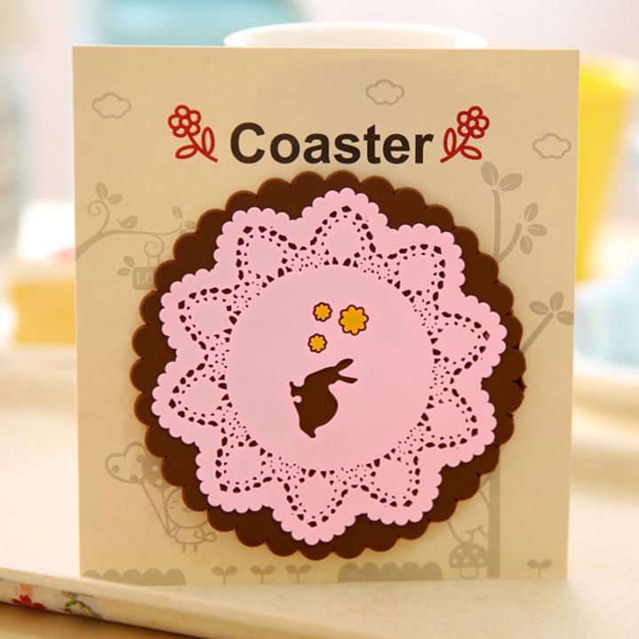 【Amnber Berry Mall】Stand under the hot cartoon office coffee mugs coasters silicone mat tea cup drink coaster kitchen accessories9