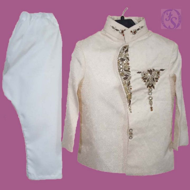 Fancy Shahbala (Sarbala) Cream Colour Sherwani Suit