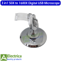3 in 1 USB Type 50x to 1600x Magnification USB Digital Microscope with OTG Function 8-LED Light Magnifying Glass Magnifier with Stand for Mobile Phone Repair by Electrica. 