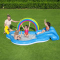 Bestway 53092 Water Slide Play Center Kids Inflatable Rainbow N Shine Pool Paly_center Amusement Park Equipment Perfect For Kids Detachable Slide With A Cushioned Landing Area  Built-in Water_ Sprayer Adds A Splash Of Fun To Played Time Release Pool_Water. 