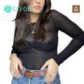 DR BEI T-shirt Stretchy Off Shoulder See-through Tee Shirt. 