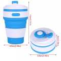 Portable Coffee Cup Collapsible BPA Free Food-Grade Silicone Pocket-Sized Travel Mug With Lid - 350ml. 