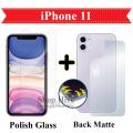 Apple iPhone 11 Tempered Glass Screen Protector Polish Glass + Back Matte Protector Soft Skin Sheet Soft Film Protector For iPhone 11. 