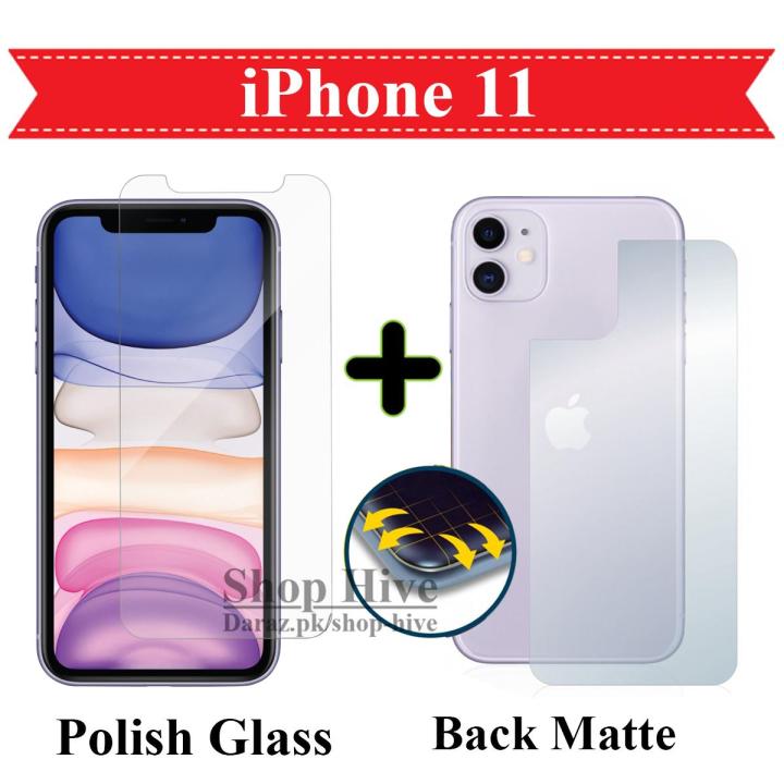 Apple iPhone 11 Tempered Glass Screen Protector Polish Glass + Back Matte Protector Soft Skin Sheet Soft Film Protector For iPhone 11