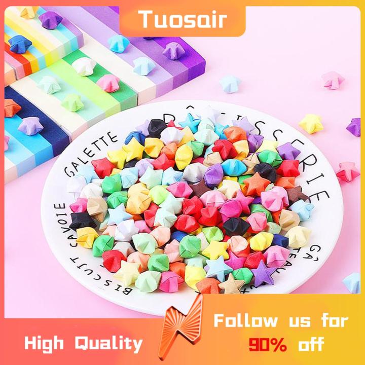 Origami Star Kit 100pcs Colorful Diy Origami Paper Stars Kit Handmade Lucky Star Crafts Gift for Friends Family Wishing Bottle Decoration