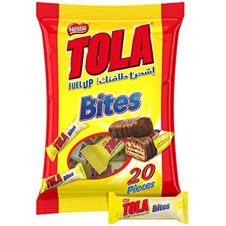Tola Milk Chocolate and Caramel Wafer 310 gram Pouch (20 Mini Bars of 15.5 gram) (Made in Saudia Arabia)