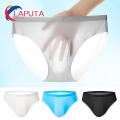 Summer Men's Ultra-thin Ice Silk Briefs Low-rise Seamless 3d U Convex Panties Breathable Translucent Underwear. 
