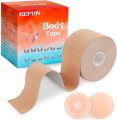 REFUN Breast Band Bra Invisible Self-Adhesive Strapless Adhesive Bra with 1 Pairs Silica Gel Breast Lift Tape for AE Cup Large Breasts. 