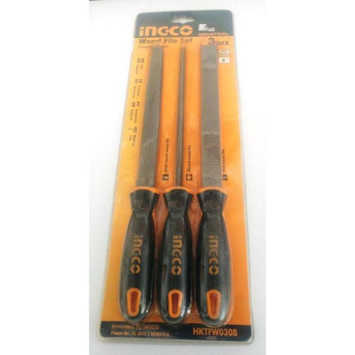 Ingco 3pcs wood file set 8"