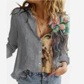Aprmhisy Autumn Elegant Print Shirts Women Turn Down Collar Button Long Sleeve Casual Street Shirt Blouses. 