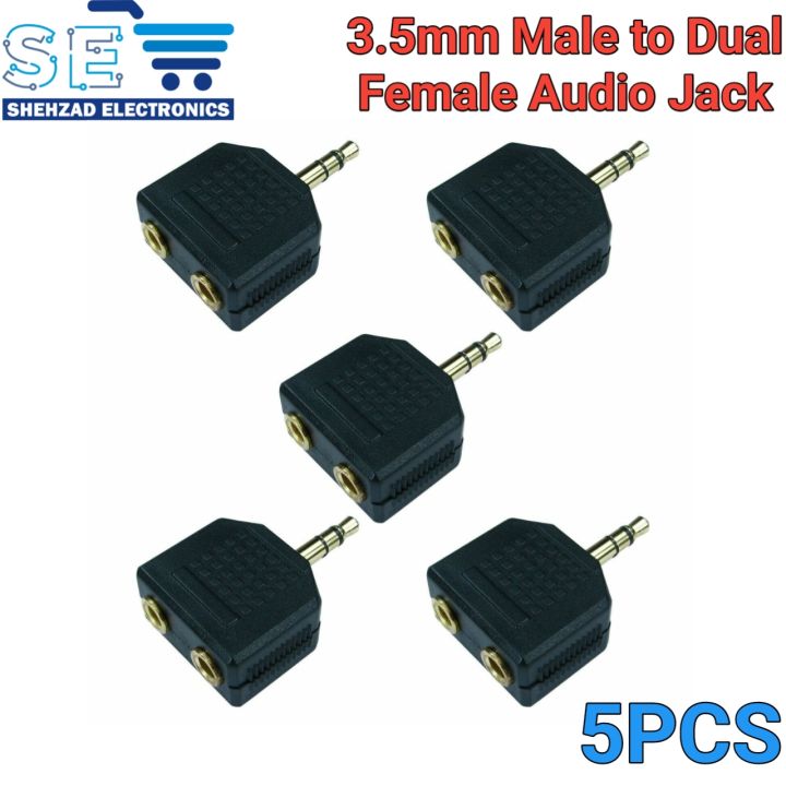 5PCS 3.5mm Male plug to Female jack 3.5 Audio Connector 2 in 1 Stereo Headset Dual Track Headphone 2 Way