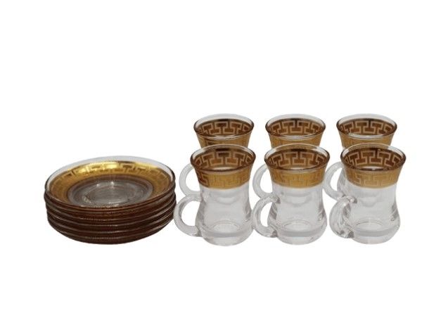 Turkish tea set with 6 cup & 6 saucers, capacity of each cup 75 ml