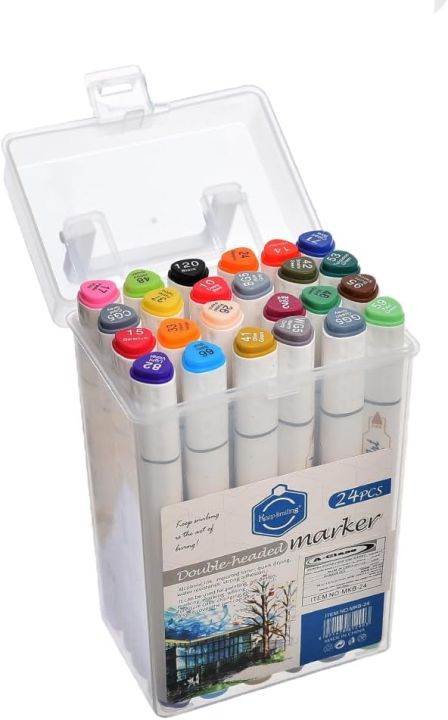 Keep Smiling MKB-24 Twin Type Alcohol-Bassed Ink Double Tip Art Marker Set Of 24 Pcs