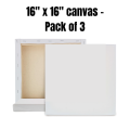 Pack of 3 - Square Canvases 16 x 16 For Painting, Canvas Boards, Canvas Panels, 100% Cotton Stretched Canvas , Framed Canvas, Small Canvas. 