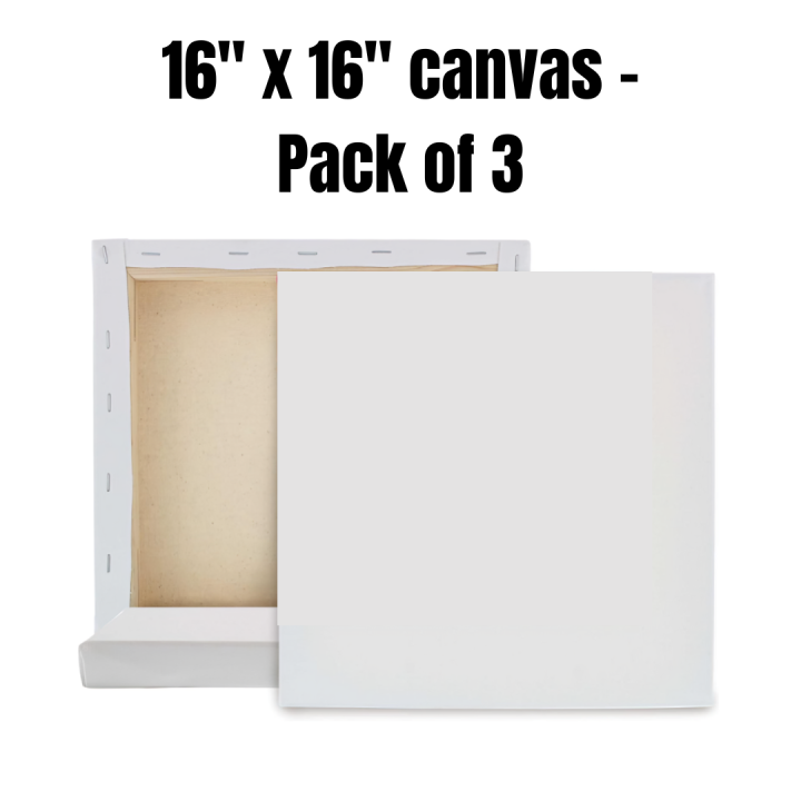 Pack of 3 - Square Canvases 16 x 16 For Painting, Canvas Boards, Canvas Panels, 100% Cotton Stretched Canvas , Framed Canvas, Small Canvas
