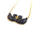 Elegant Pretty Shiny Black Double Swan Duck Necklace For Women Girls Fashion Jewellery. 