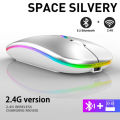 2.4GHz Wireless Mouse RGB Bluetooth 1600DPI Computer Mouse Silent Rechargeable Ergonomic Mouse With LED Backlit USB Optical Mice For PC Laptop. 