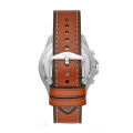 Fossil Garrett Brown Leather Strap Blue Dial Chronograph Quartz Watch for Gents - FS5625. 
