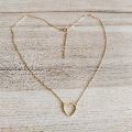 【Hengli jewelry story】Simple Luxury Heart Necklace Mini Heart Chocker Women Hollow Stainless Steel Pendant Necklace. 