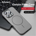 Sanptoch For Magsafe Carbon Fibre Texture Phone Case For iPhone 16 / 15 / 14 Pro Max Anti-fingerprint Back Cover For iPhone 16 Pro Max Ultra Slim Protection Casing. 