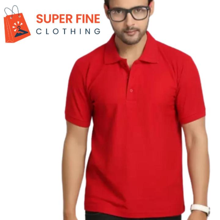 Super Fine Clothing Red Plain Polo Solid Color Tshirt For Men